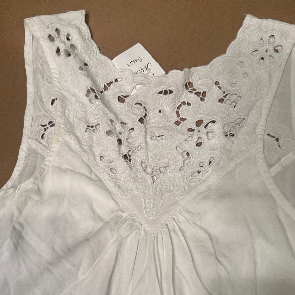 White womens Eyelet Lace A-Line Dress - Picture 4 of 5